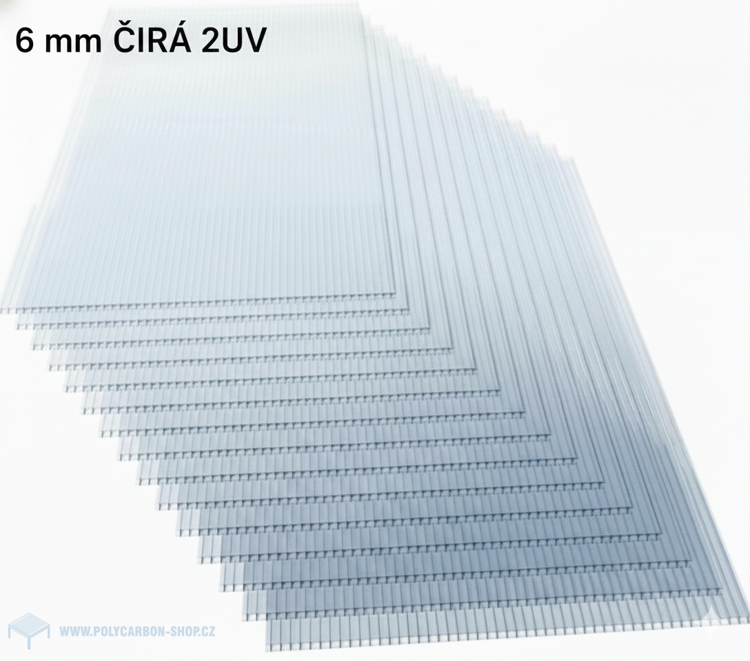 POLYKARBONÁTOVÁ DESKA KOMOROVÁ 6 mm ČIRÁ 2UV (menší formáty na skleníky)