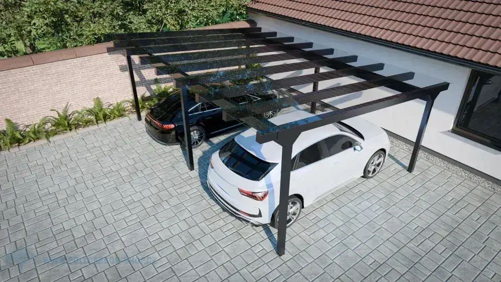 HLINÍKOVÉ GARÁŽOVÉ STÁNÍ CARLINE pro 2 AUTA SUV
