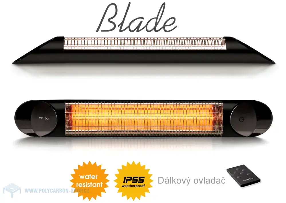 VEITO BLADE S BLACK, infrazářič 2500 W, dálkové ovládání