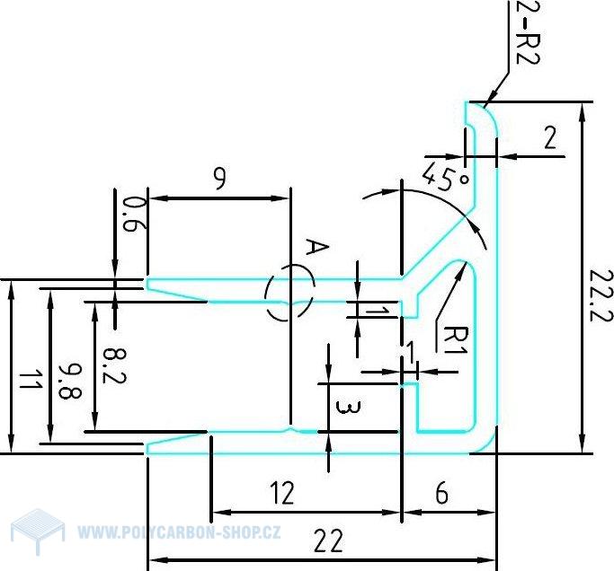 ALU F PROFIL s okapničkou 8mm