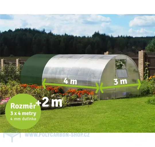 POLYKARBONÁTOVÝ SKLENÍK GrowDome 3x2x4 m (výplň 4,0mm)