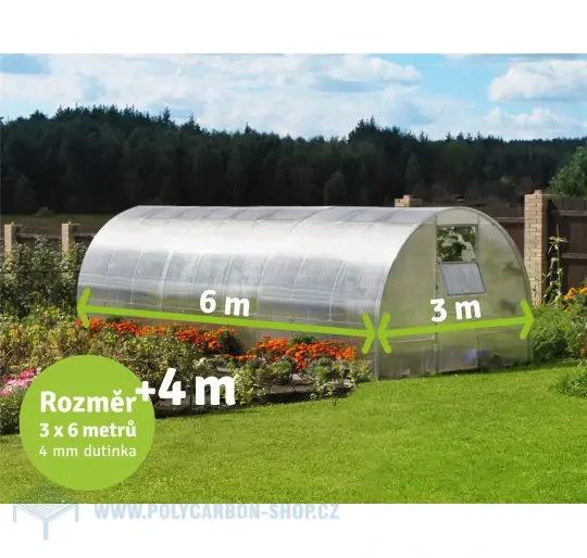 POLYKARBONÁTOVÝ SKLENÍK GrowDome 3x2x6 m (výplň 4,0mm)