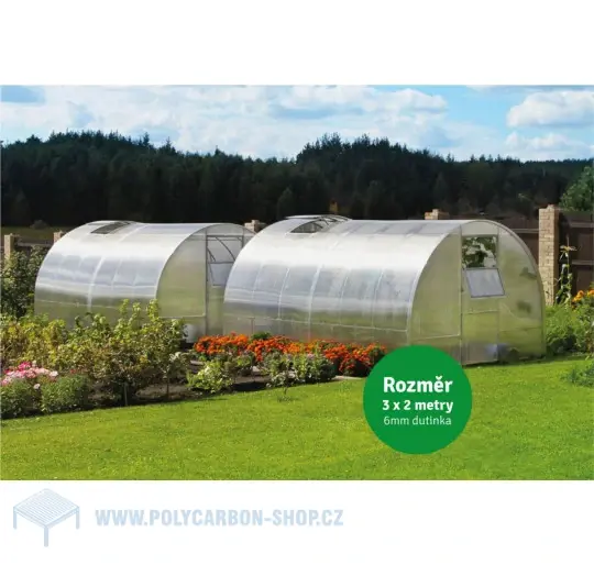 POLYKARBONÁTOVÝ SKLENÍK GrowDome 3x2x2 m (výplň 6,0mm)