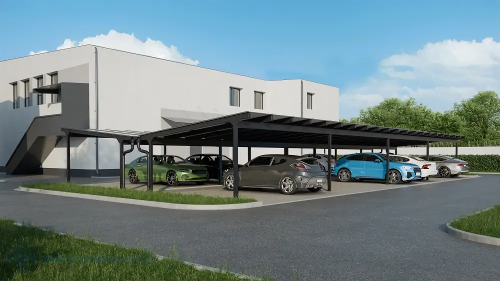FOTOVOLTAICKÉ GARÁŽOVÉ STÁNÍ CARLINE SOLAR pro 2 AUTA SUV