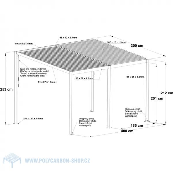Bioklimatická pergola (4x3 m) Riwall RMBP 13x10 Anthracite
